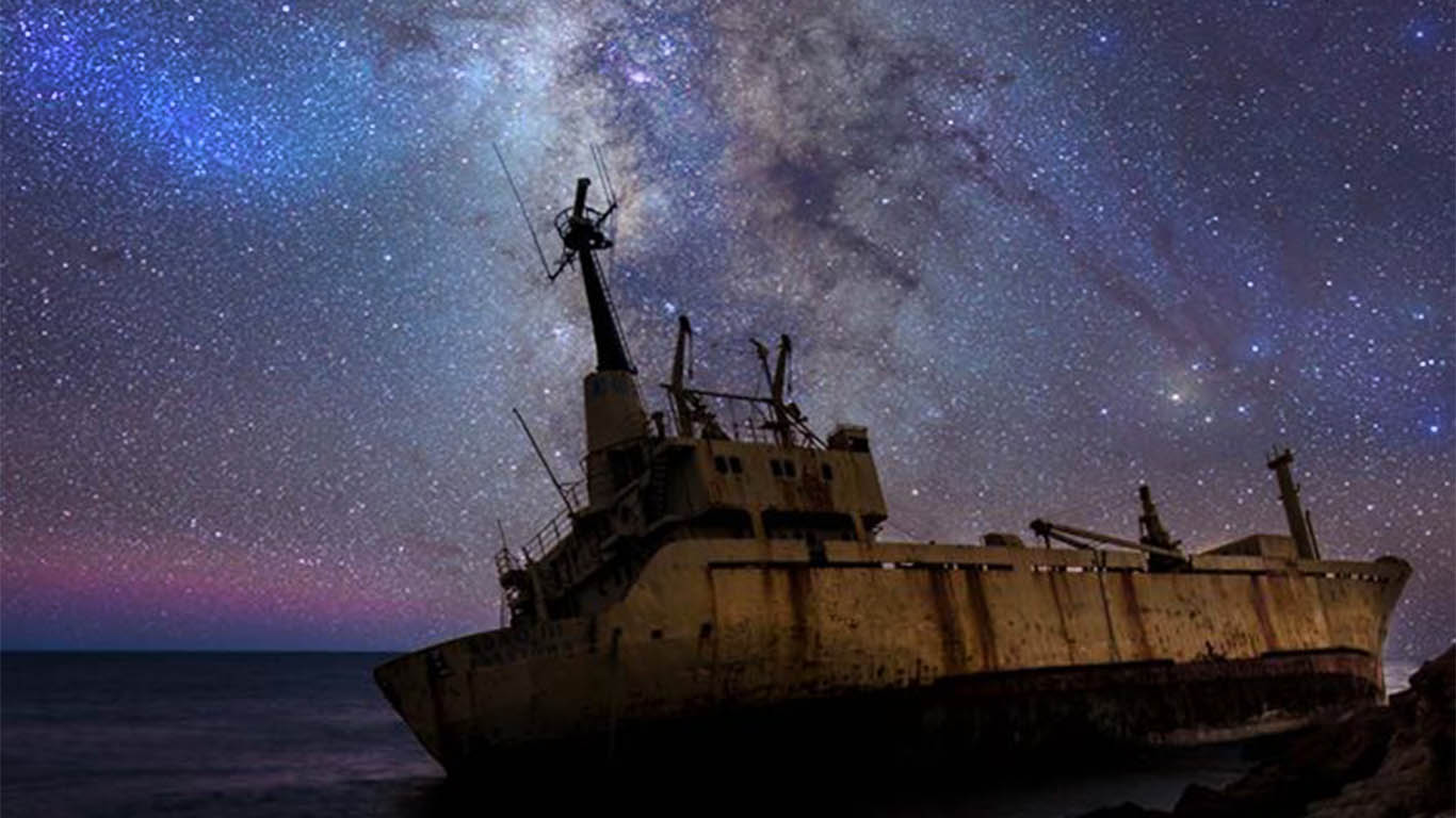 shipwreck with the Milky Way paphos in cyprus